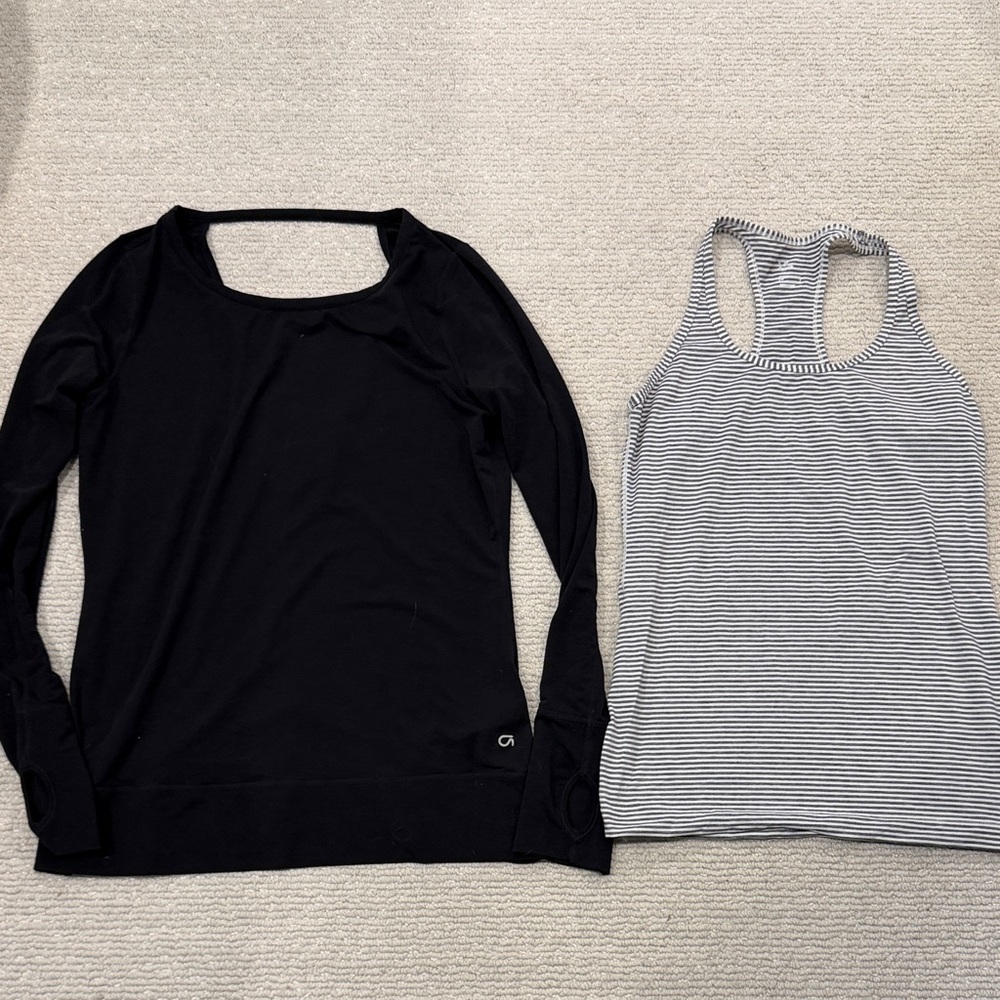 Black Long Sleeve Top and Stripted tank gap fit